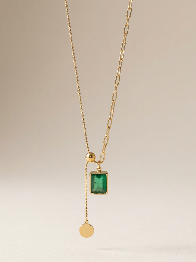 Emerald Lariat Necklace