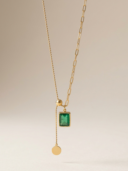 Emerald Lariat Necklace