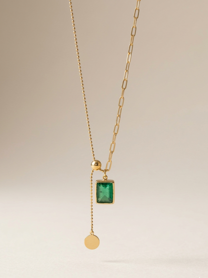 Emerald Lariat Necklace
