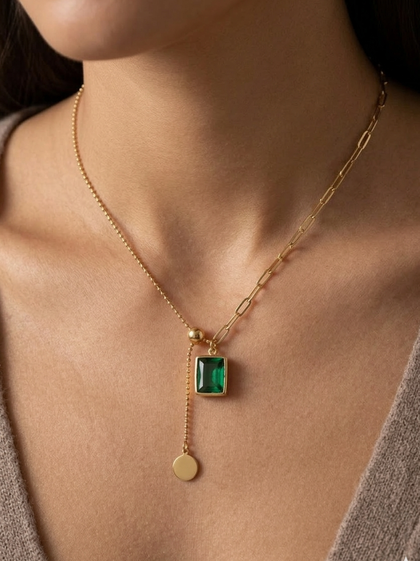 Emerald Lariat Necklace