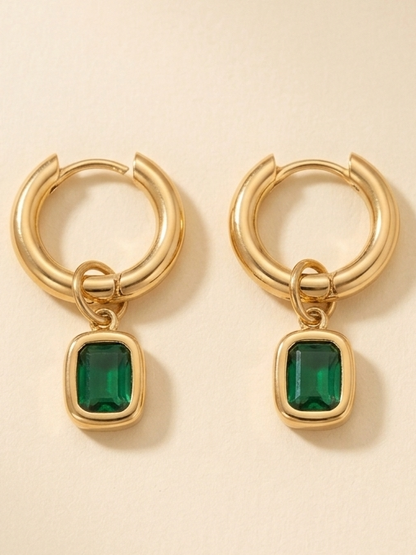 Emerald Hoop Earrings