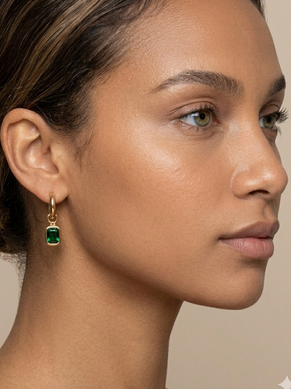 Emerald Hoop Earrings