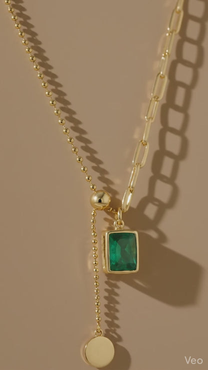 Emerald Lariat Necklace